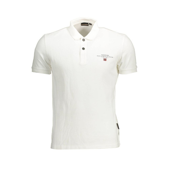 Napapijri White Cotton Men Polo Shirt NA-37214 Napapijri White Cotton Men Polo Shirt NA-37214