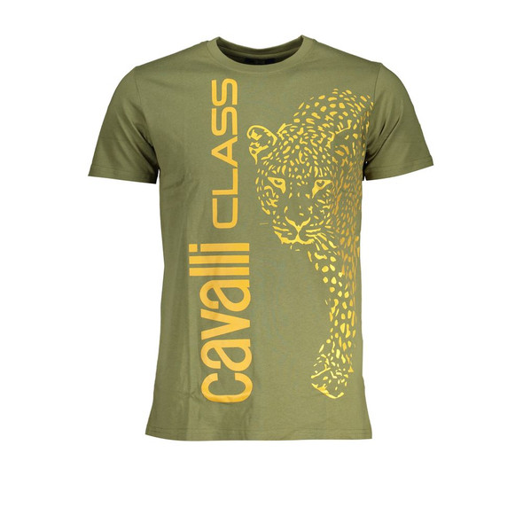 Cavalli Class Green Cotton T-Shirt CA-28614 Cavalli Class Green Cotton T-Shirt CA-28614
