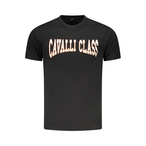 Cavalli Class Black Cotton Men T-Shirt CA-36690 Cavalli Class Black Cotton Men T-Shirt CA-36690