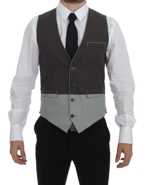 Gray Polka Dot Dress Vest Gilet Weste Gray Polka Dot Dress Vest Gilet Weste