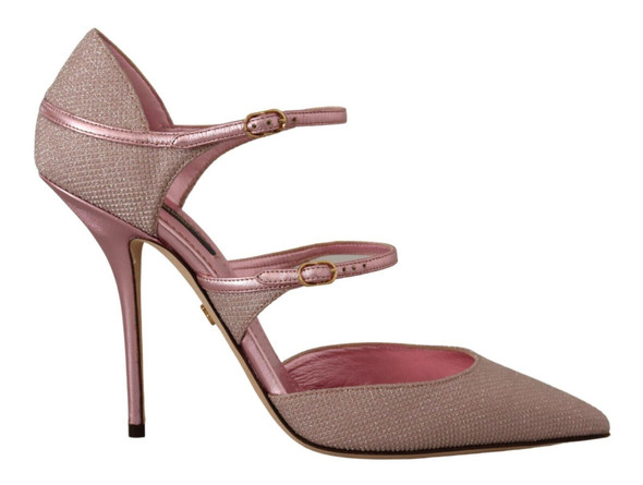 Dolce & Gabbana Pink Glittered Strappy Sandals Mary Jane Shoes Dolce & Gabbana Pink Glittered Strappy Sandals Mary Jane Shoes