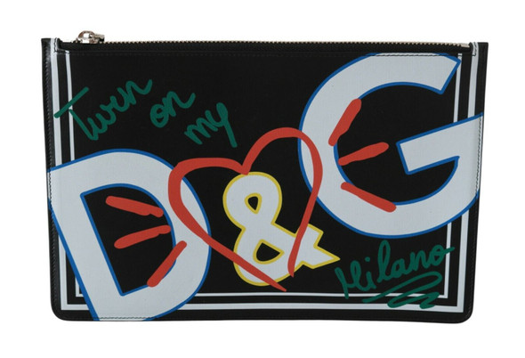 Dolce & Gabbana Black DG Print Mens Zipper Coin Purse Leather Wallet Dolce & Gabbana Black DG Print Mens Zipper Coin Purse Leather Wallet