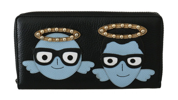 Dolce & Gabbana Black Blue Leather #DGFAMILY Zipper Continental Wallet Dolce & Gabbana Black Blue Leather #DGFAMILY Zipper Continental Wallet