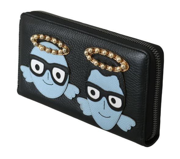 Dolce & Gabbana Black Blue Leather #DGFAMILY Zipper Continental Wallet Dolce & Gabbana Black Blue Leather #DGFAMILY Zipper Continental Wallet