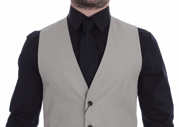 Dolce & Gabbana Beige Silk Blend Dress Formal Vest Gilet Dolce & Gabbana Beige Silk Blend Dress Formal Vest Gilet