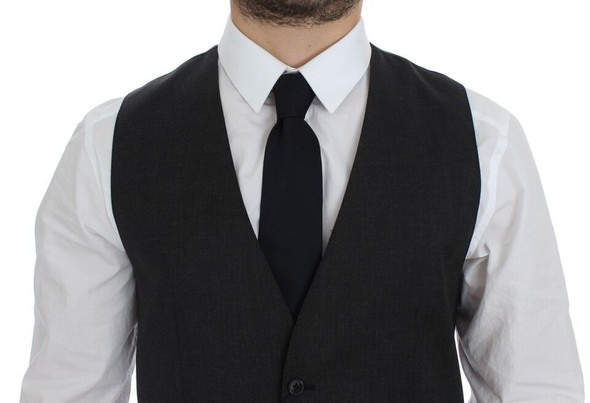 Dolce & Gabbana Gray Wool Formal Dress Vest Gilet Weste Dolce & Gabbana Gray Wool Formal Dress Vest Gilet Weste