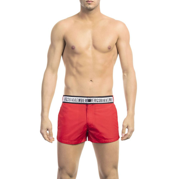Red Polyamide Men Swim Short BI-22591-FBB-250 Red Polyamide Men Swim Short BI-22591-FBB-250
