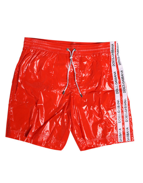 Dolce & Gabbana Red Nylon Drawstring Beachwear Shorts Swimwear Dolce & Gabbana Red Nylon Drawstring Beachwear Shorts Swimwear
