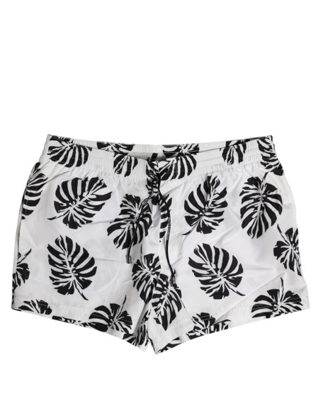 Dolce & Gabbana White Black Print Beachwear Shorts Swimwear Dolce & Gabbana White Black Print Beachwear Shorts Swimwear