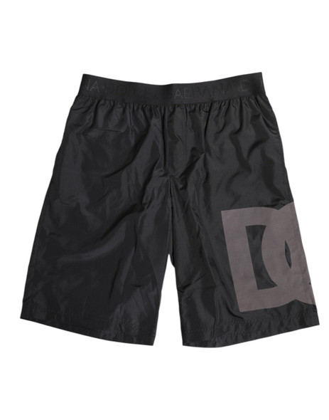 Dolce & Gabbana Black Logo Print Beachwear Men Shorts Swimwear Dolce & Gabbana Black Logo Print Beachwear Men Shorts Swimwear
