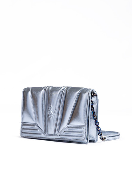 Metal light blue GT patent leather bag with chain Metal light blue GT patent leather bag with chain