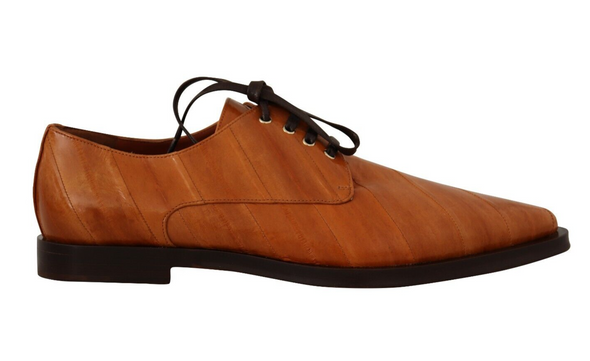 Dolce & Gabbana Brown Eel Leather Lace Up Formal Shoes Dolce & Gabbana Brown Eel Leather Lace Up Formal Shoes