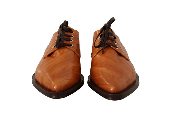 Dolce & Gabbana Brown Eel Leather Lace Up Formal Shoes Dolce & Gabbana Brown Eel Leather Lace Up Formal Shoes