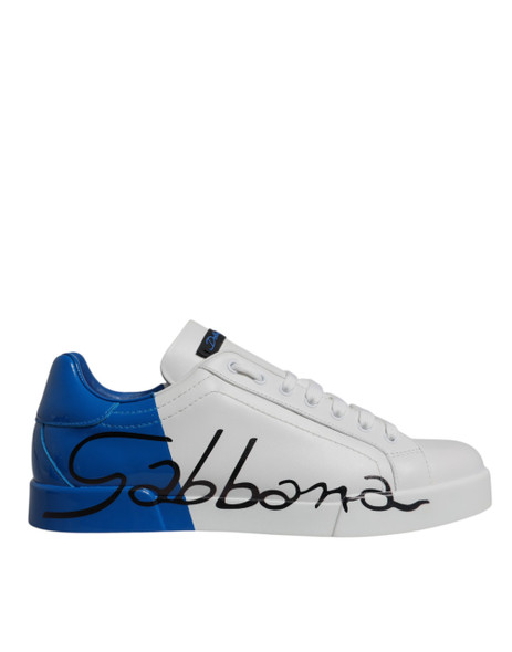 White Blue Leather Logo Low Top Sneakers Shoes MV7051 White Blue Leather Logo Low Top Sneakers Shoes MV7051