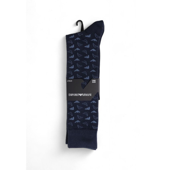 Emporio Armani Underwear Blue Cotton Sock EM15169600010RO Emporio Armani Underwear Blue Cotton Sock EM15169600010RO