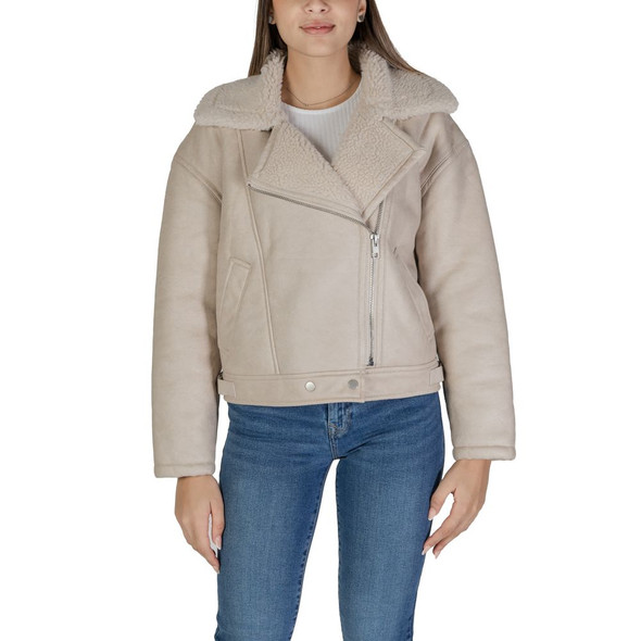 Beige Artificial Leather Jackets & Coat Beige Artificial Leather Jackets & Coat