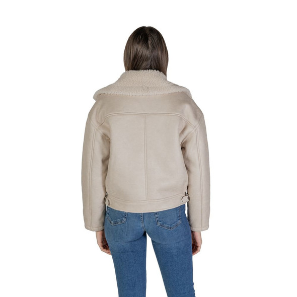 Beige Artificial Leather Jackets & Coat Beige Artificial Leather Jackets & Coat