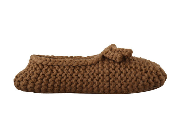 Brown Slip On Ballerina Flats Wool Knit Shoes Brown Slip On Ballerina Flats Wool Knit Shoes