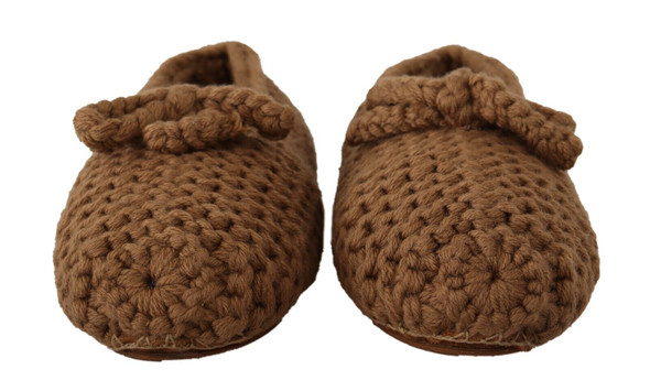 Brown Slip On Ballerina Flats Wool Knit Shoes Brown Slip On Ballerina Flats Wool Knit Shoes