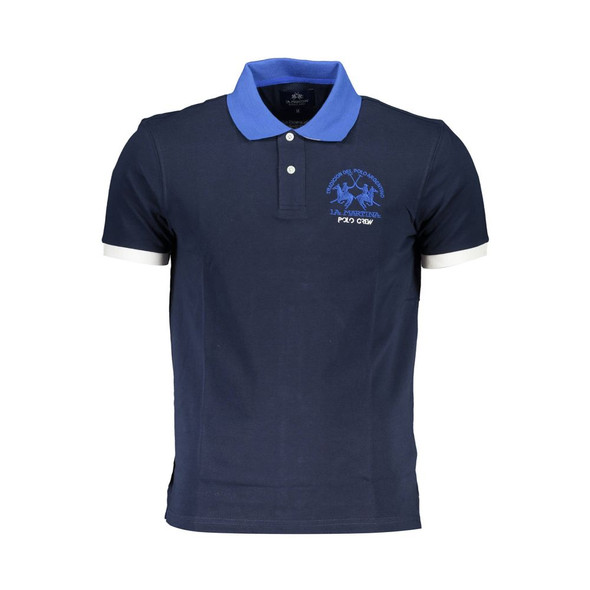 La Martina Blue Cotton Mens Polo Shirt La Martina Blue Cotton Mens Polo Shirt