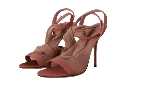 Pink Tulle Stretch Ankle Strap Sandals Shoes Pink Tulle Stretch Ankle Strap Sandals Shoes