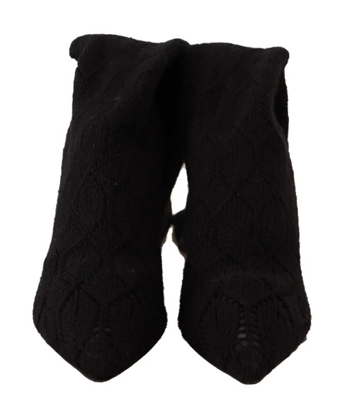 Dolce & Gabbana Black Stretch Socks Knee High Booties Shoes LA9669 Dolce & Gabbana Black Stretch Socks Knee High Booties Shoes LA9669