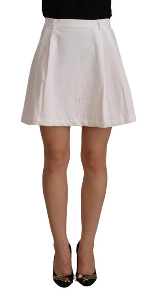 Ermanno Scervino White High Waist A-line Mini Cotton Skirt Ermanno Scervino White High Waist A-line Mini Cotton Skirt