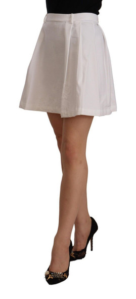 Ermanno Scervino White High Waist A-line Mini Cotton Skirt Ermanno Scervino White High Waist A-line Mini Cotton Skirt