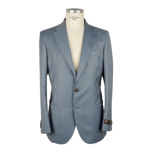 Emilio Romanelli Blue Wool Men's Blazer Emilio Romanelli Blue Wool Men's Blazer
