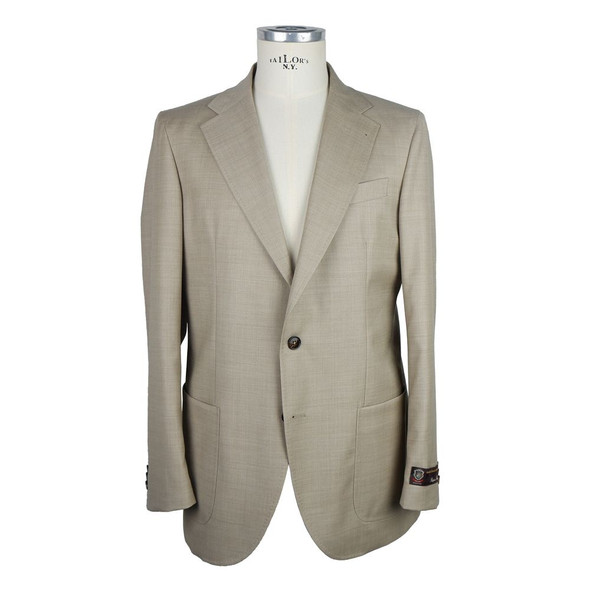 Emilio Romanelli Beige Wool Men's Blazer Emilio Romanelli Beige Wool Men's Blazer