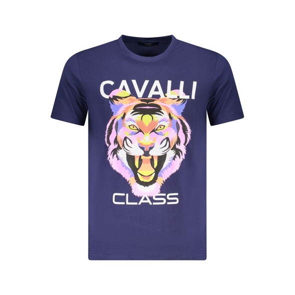 Cavalli Class Blue Cotton Men T-Shirt CA-36685 Cavalli Class Blue Cotton Men T-Shirt CA-36685