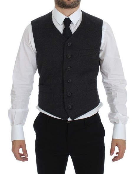 Gray Wool Blend Vest Gilet Weste Gray Wool Blend Vest Gilet Weste