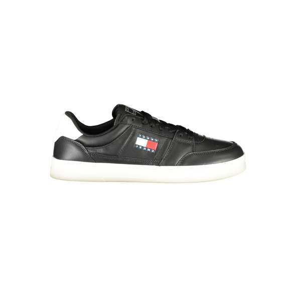 Tommy Hilfiger Black Leather Men Sneaker TO-36744 Tommy Hilfiger Black Leather Men Sneaker TO-36744