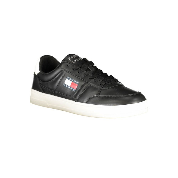 Tommy Hilfiger Black Leather Men Sneaker TO-36744 Tommy Hilfiger Black Leather Men Sneaker TO-36744