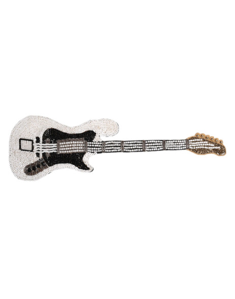 Dolce & Gabbana Gold Brass Logo Beaded Guitar Pin Brooch Dolce & Gabbana Gold Brass Logo Beaded Guitar Pin Brooch