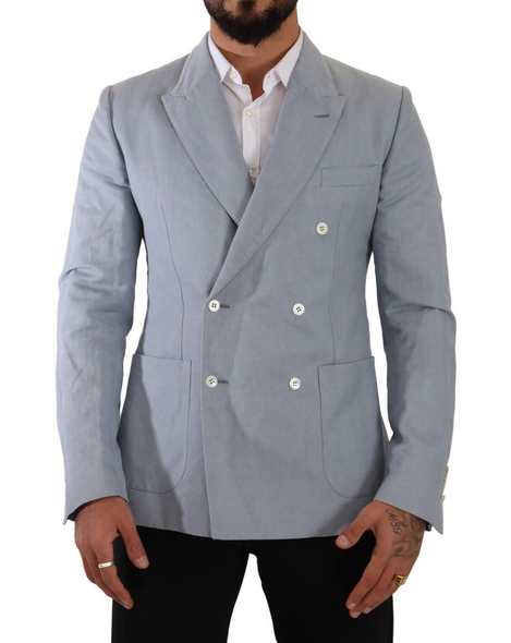 Blue Cotton Linen Slim Fit Jacket Coat Blazer Blue Cotton Linen Slim Fit Jacket Coat Blazer