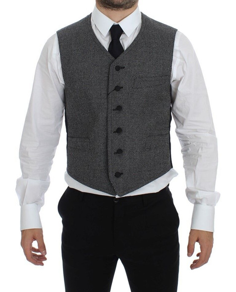 Gray Cotton Blend Logo Vest Gilet Weste Gray Cotton Blend Logo Vest Gilet Weste