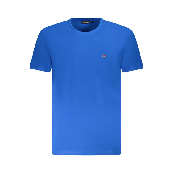 Napapijri Blue Cotton Men T-Shirt NA-38632 Napapijri Blue Cotton Men T-Shirt NA-38632