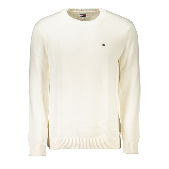 Chic White Crew Neck Cotton Sweater Chic White Crew Neck Cotton Sweater