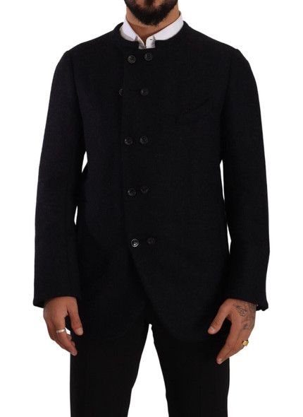 Dolce & Gabbana Gray Alpaca Button Down Men Coat Jacket Dolce & Gabbana Gray Alpaca Button Down Men Coat Jacket