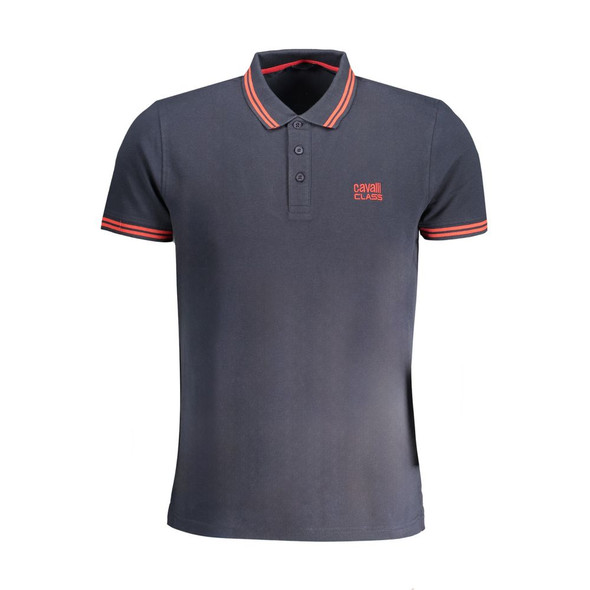 Cavalli Class Blue Cotton Polo Shirt CA-30270 Cavalli Class Blue Cotton Polo Shirt CA-30270