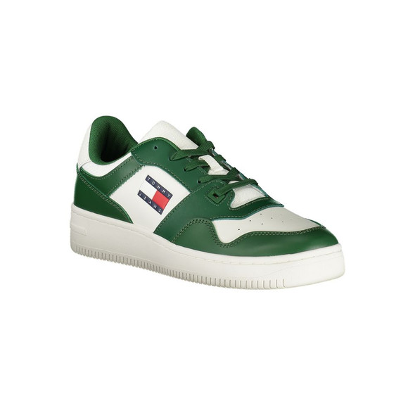 Tommy Hilfiger Green Leather Men Sneaker TO-35337 Tommy Hilfiger Green Leather Men Sneaker TO-35337