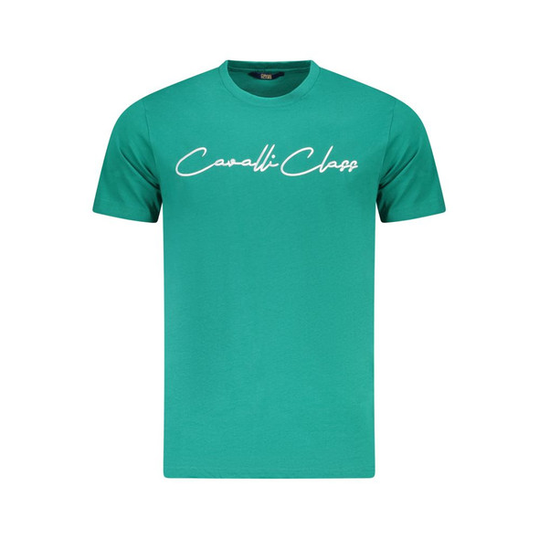 Cavalli Class Green Cotton Men T-Shirt CA-36699 Cavalli Class Green Cotton Men T-Shirt CA-36699