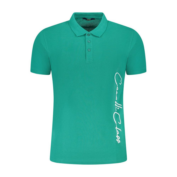Cavalli Class Green Cotton Men Polo Shirt CA-36659 Cavalli Class Green Cotton Men Polo Shirt CA-36659