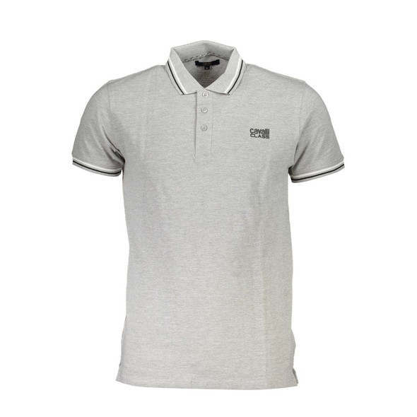 Cavalli Class Brown Cotton Men Polo Shirt CA-37779 Cavalli Class Brown Cotton Men Polo Shirt CA-37779