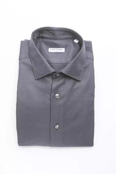 Robert Friedman Blue Cotton Men Shirt Robert Friedman Blue Cotton Men Shirt