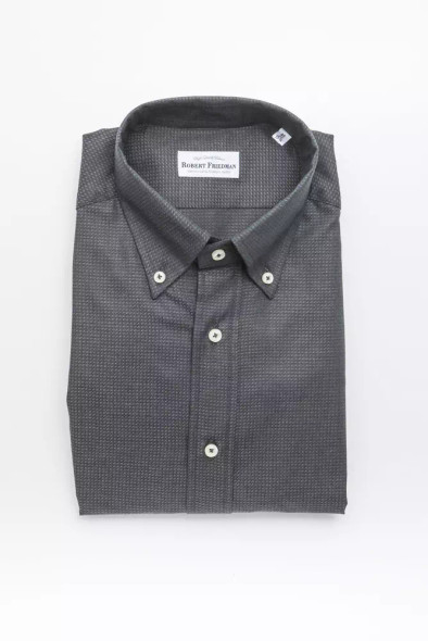 Robert Friedman Green Cotton Men Shirt Robert Friedman Green Cotton Men Shirt