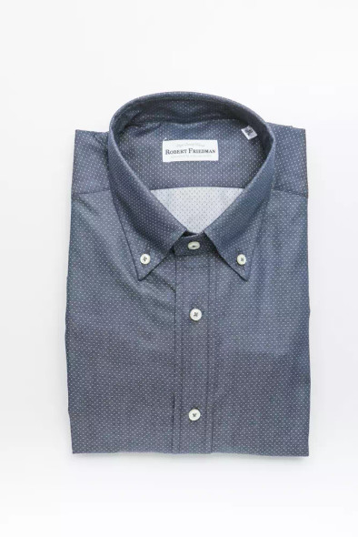 Robert Friedman Blue Cotton Men Shirt RO-20460 Robert Friedman Blue Cotton Men Shirt RO-20460