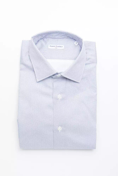 Robert Friedman Light Blue Cotton Men Shirt RO-20390 Robert Friedman Light Blue Cotton Men Shirt RO-20390