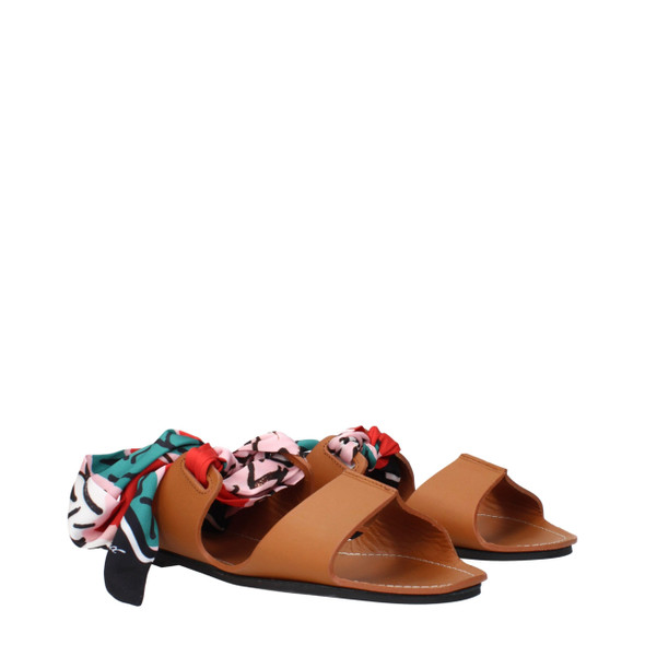 Max Mara Brown Leather Flat Sandals Max Mara Brown Leather Flat Sandals